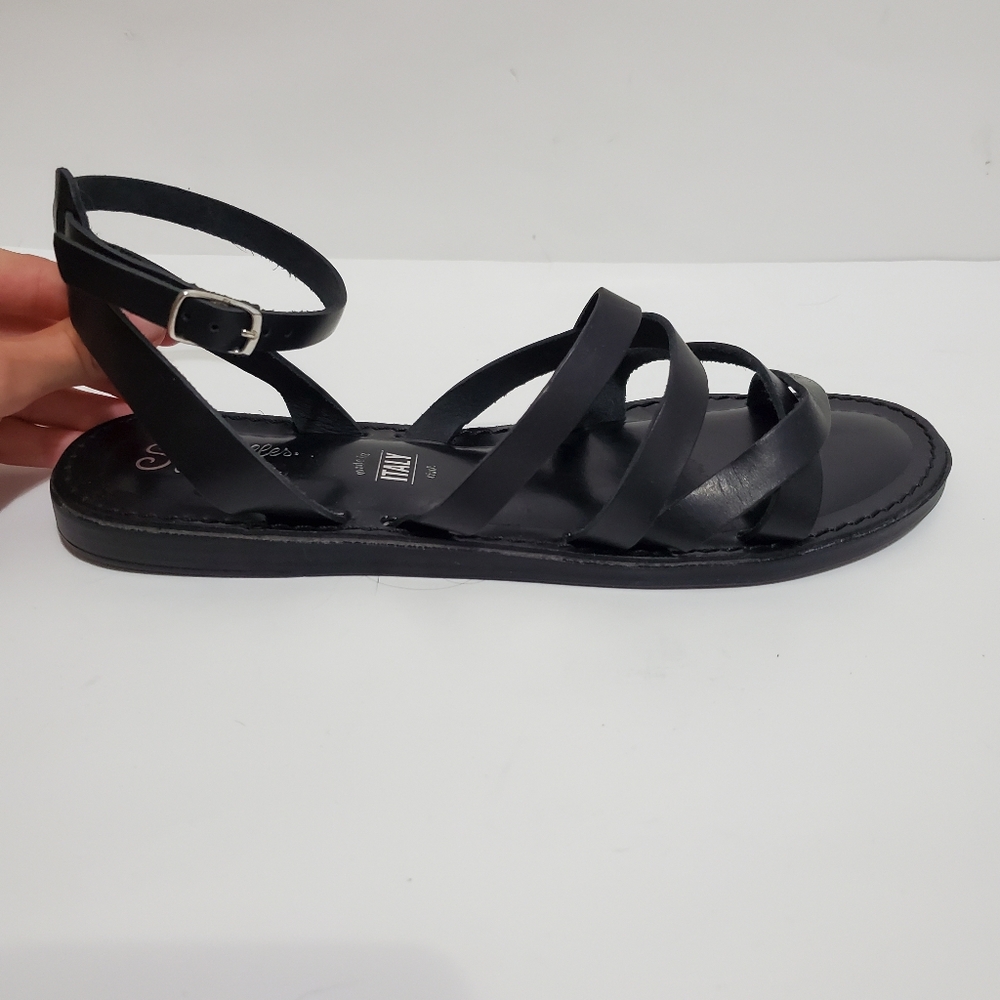 Seychelles Black Leather Strappy Sandal
